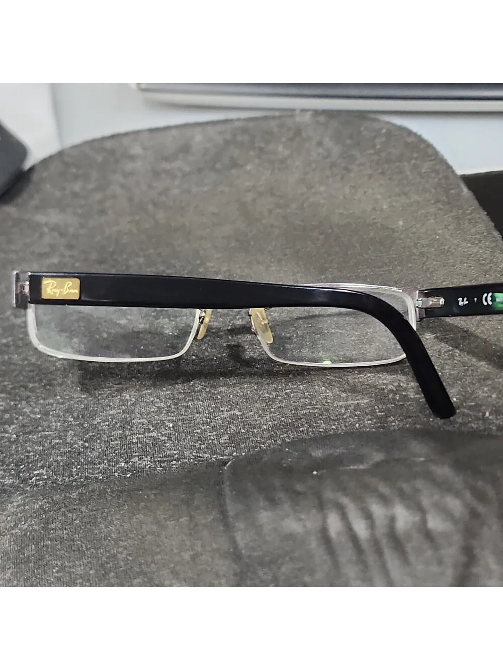 Ray Ban RB6182 2502 Rectangle Half Rim Black Eyeglasses 51-17-140